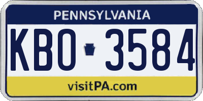 PA license plate KBO3584