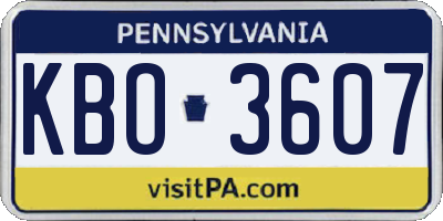 PA license plate KBO3607
