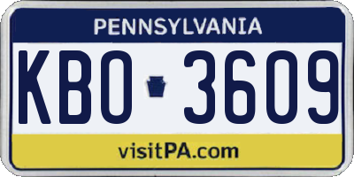 PA license plate KBO3609