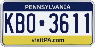 PA license plate KBO3611