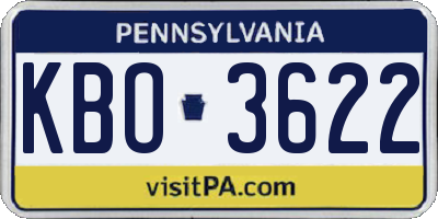 PA license plate KBO3622