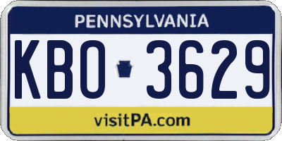 PA license plate KBO3629