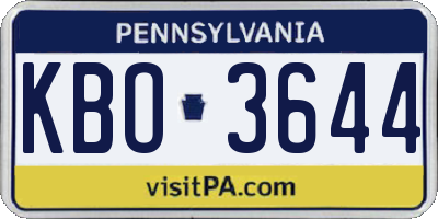 PA license plate KBO3644