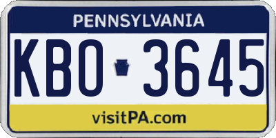 PA license plate KBO3645
