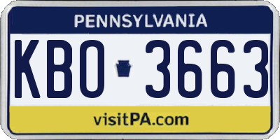 PA license plate KBO3663