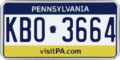 PA license plate KBO3664