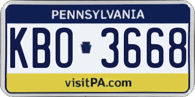 PA license plate KBO3668