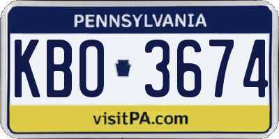 PA license plate KBO3674