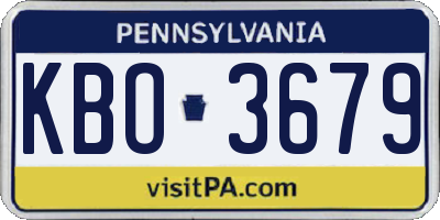 PA license plate KBO3679