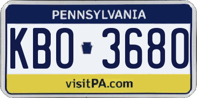PA license plate KBO3680
