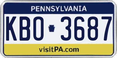 PA license plate KBO3687