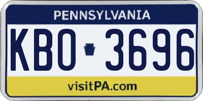 PA license plate KBO3696