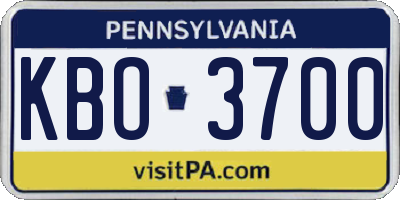 PA license plate KBO3700