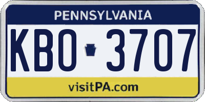 PA license plate KBO3707