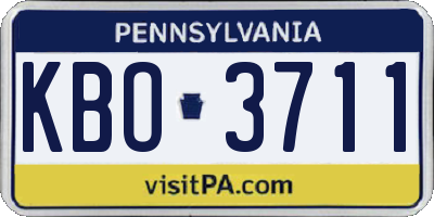 PA license plate KBO3711