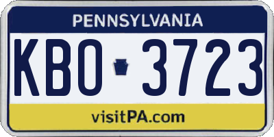 PA license plate KBO3723