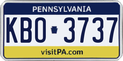 PA license plate KBO3737