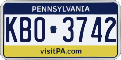 PA license plate KBO3742