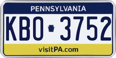 PA license plate KBO3752