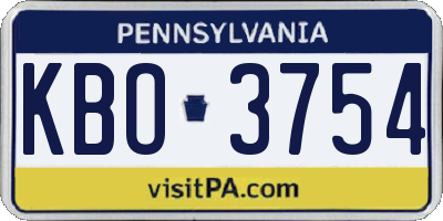PA license plate KBO3754