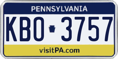 PA license plate KBO3757