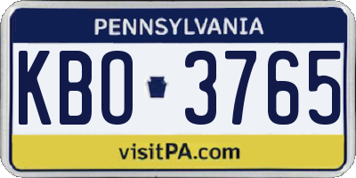 PA license plate KBO3765