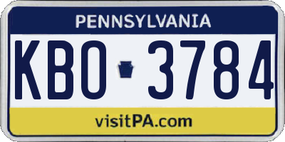 PA license plate KBO3784