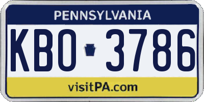 PA license plate KBO3786