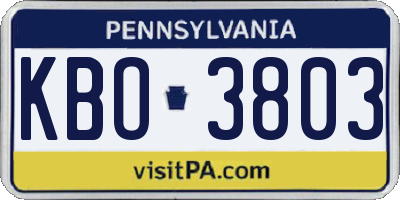 PA license plate KBO3803
