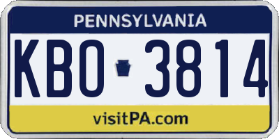 PA license plate KBO3814