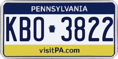 PA license plate KBO3822