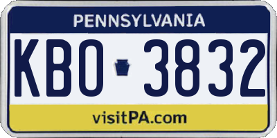 PA license plate KBO3832