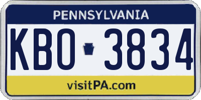 PA license plate KBO3834