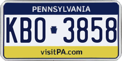 PA license plate KBO3858