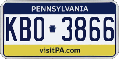 PA license plate KBO3866