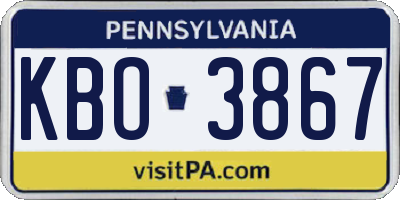PA license plate KBO3867