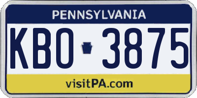 PA license plate KBO3875