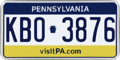 PA license plate KBO3876