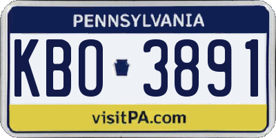 PA license plate KBO3891