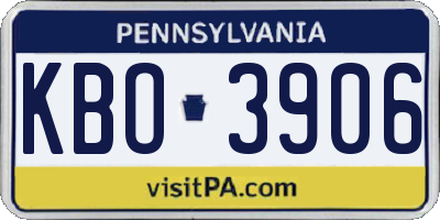 PA license plate KBO3906