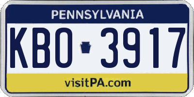 PA license plate KBO3917