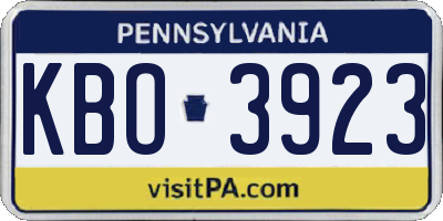 PA license plate KBO3923