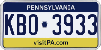 PA license plate KBO3933