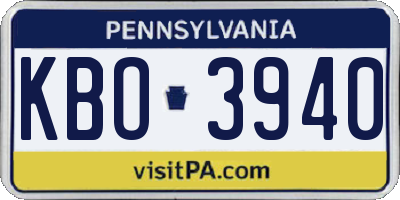 PA license plate KBO3940