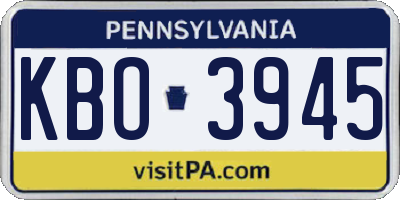 PA license plate KBO3945