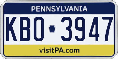 PA license plate KBO3947