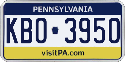 PA license plate KBO3950