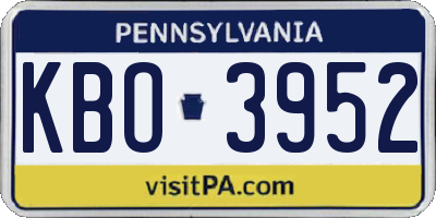 PA license plate KBO3952