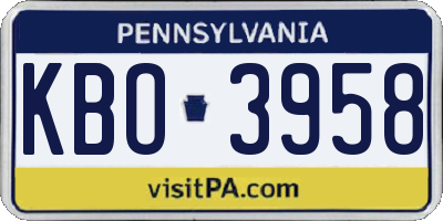 PA license plate KBO3958