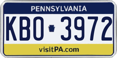 PA license plate KBO3972